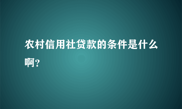 农村信用社贷款的条件是什么啊？