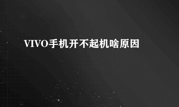 VIVO手机开不起机啥原因