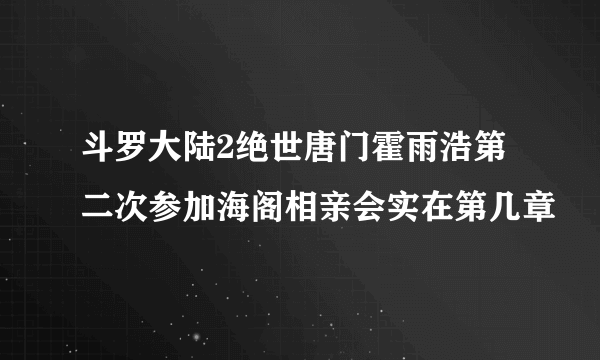 斗罗大陆2绝世唐门霍雨浩第二次参加海阁相亲会实在第几章