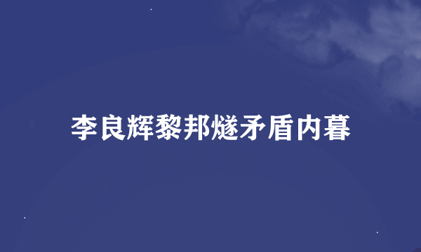 李良辉黎邦燧矛盾内暮