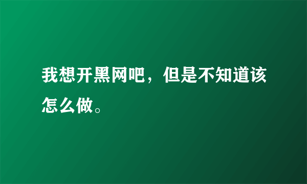 我想开黑网吧，但是不知道该怎么做。