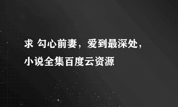 求 勾心前妻，爱到最深处，小说全集百度云资源