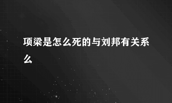 项梁是怎么死的与刘邦有关系么