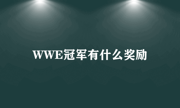 WWE冠军有什么奖励