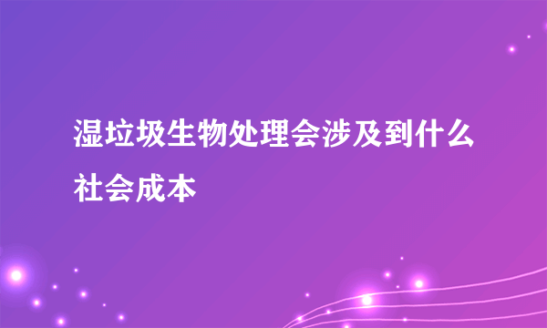 湿垃圾生物处理会涉及到什么社会成本