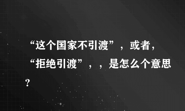 “这个国家不引渡”，或者，“拒绝引渡”，，是怎么个意思？