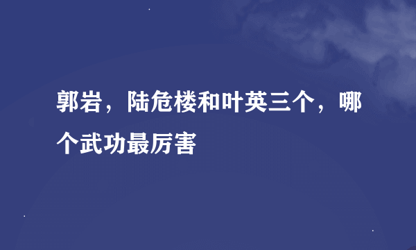 郭岩，陆危楼和叶英三个，哪个武功最厉害