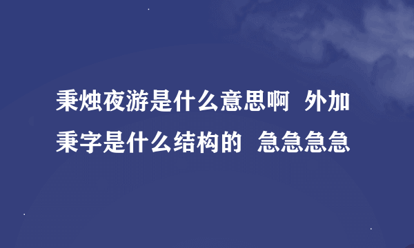 秉烛夜游是什么意思啊  外加秉字是什么结构的  急急急急