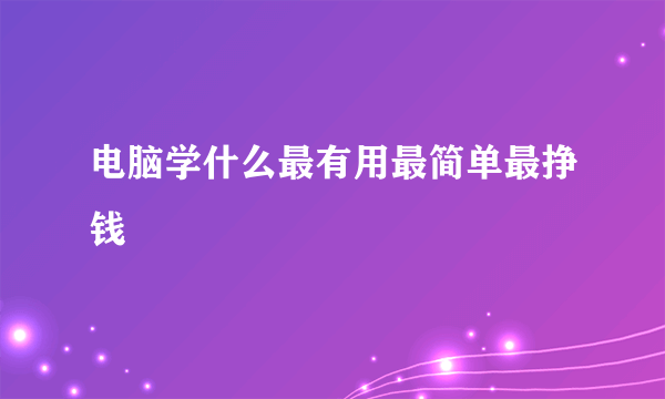 电脑学什么最有用最简单最挣钱