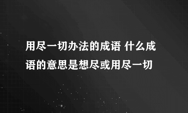 用尽一切办法的成语 什么成语的意思是想尽或用尽一切