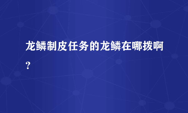 龙鳞制皮任务的龙鳞在哪拨啊？