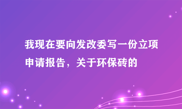 我现在要向发改委写一份立项申请报告，关于环保砖的