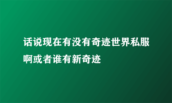 话说现在有没有奇迹世界私服啊或者谁有新奇迹