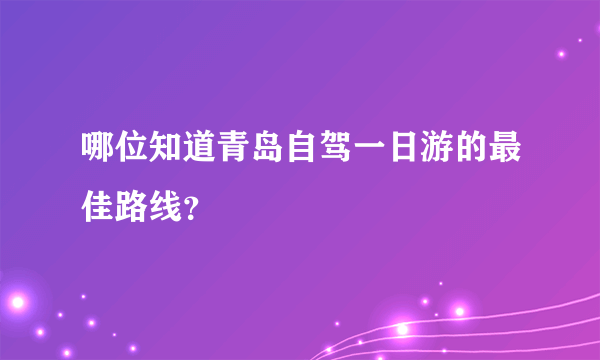 哪位知道青岛自驾一日游的最佳路线？