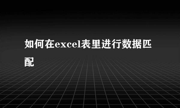 如何在excel表里进行数据匹配