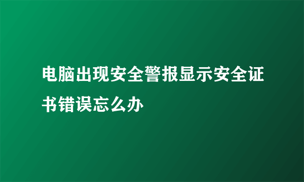 电脑出现安全警报显示安全证书错误忘么办