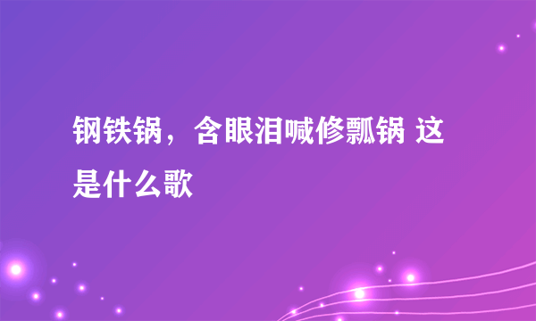 钢铁锅，含眼泪喊修瓢锅 这是什么歌