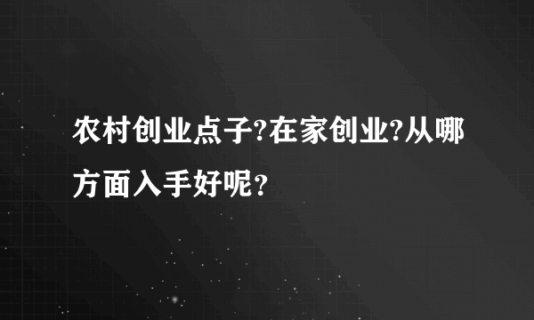 农村创业点子?在家创业?从哪方面入手好呢？