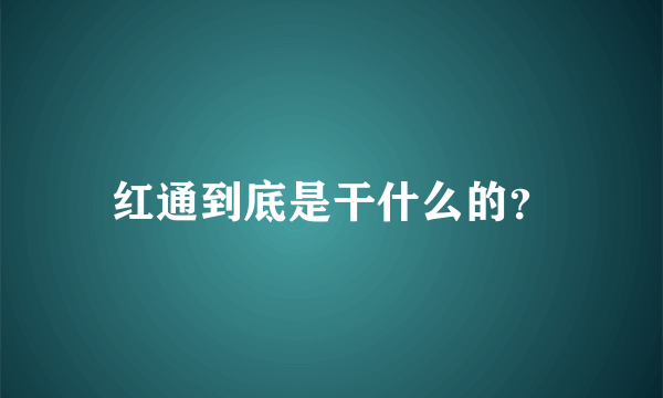 红通到底是干什么的？