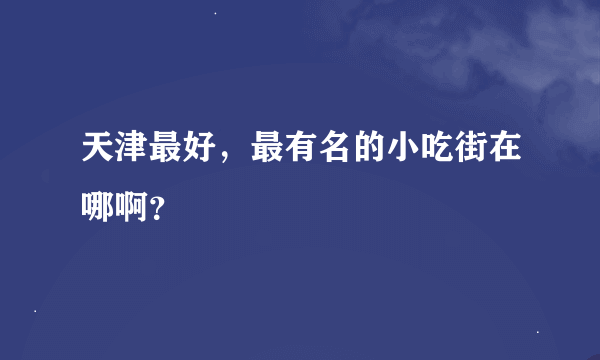 天津最好，最有名的小吃街在哪啊？