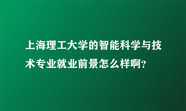 上海理工大学的智能科学与技术专业就业前景怎么样啊？