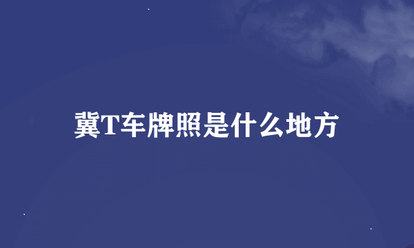 冀T车牌照是什么地方