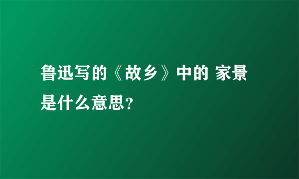 鲁迅写的《故乡》中的 家景 是什么意思？