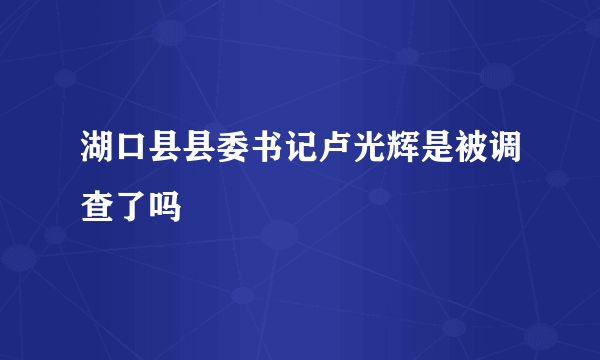 湖口县县委书记卢光辉是被调查了吗