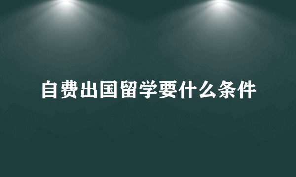 自费出国留学要什么条件