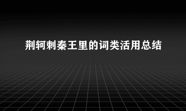 荆轲刺秦王里的词类活用总结