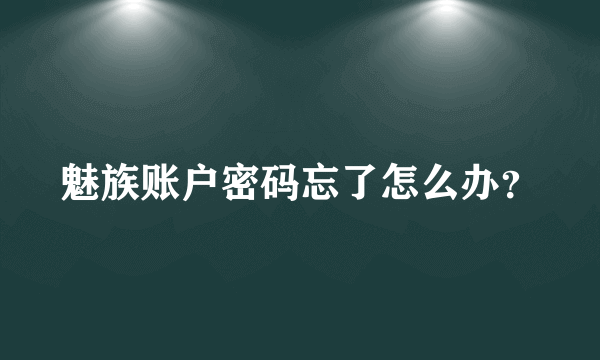 魅族账户密码忘了怎么办？