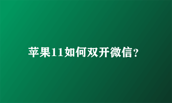 苹果11如何双开微信？