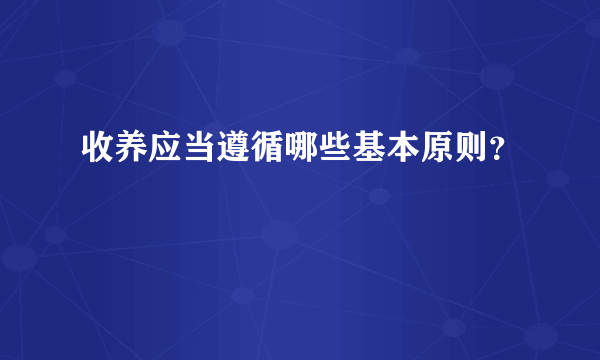 收养应当遵循哪些基本原则？