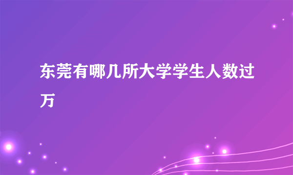 东莞有哪几所大学学生人数过万