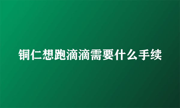 铜仁想跑滴滴需要什么手续