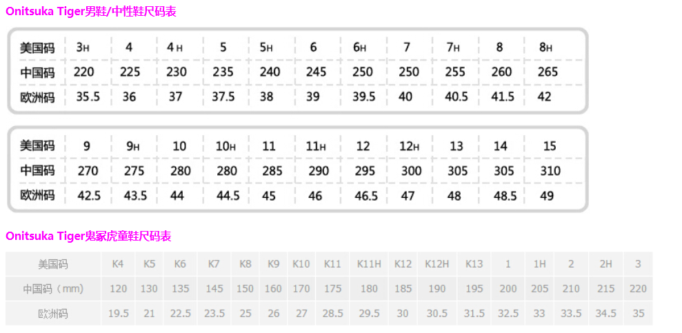 Onitsuka Tiger鬼冢虎 鞋码是不是比较小?