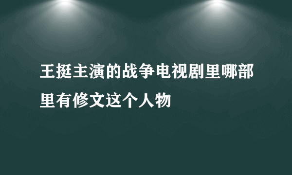 王挺主演的战争电视剧里哪部里有修文这个人物