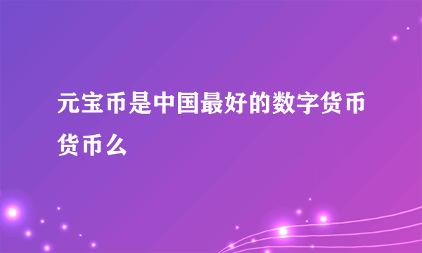 元宝币是中国最好的数字货币货币么