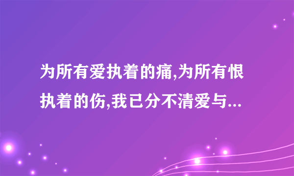 为所有爱执着的痛,为所有恨执着的伤,我已分不清爱与恨,是什么歌曲??