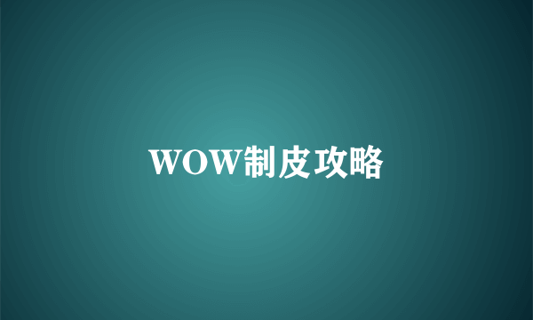 WOW制皮攻略