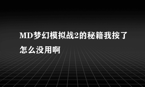 MD梦幻模拟战2的秘籍我按了怎么没用啊