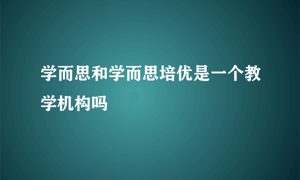 学而思和学而思培优是一个教学机构吗