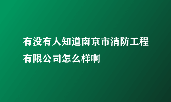 有没有人知道南京市消防工程有限公司怎么样啊