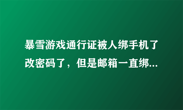 暴雪游戏通行证被人绑手机了改密码了，但是邮箱一直绑定的还是我的该怎么解决