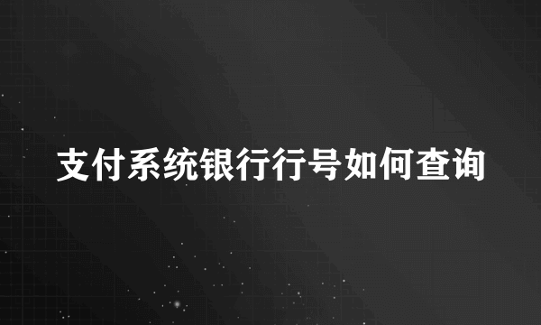 支付系统银行行号如何查询