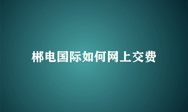 郴电国际如何网上交费