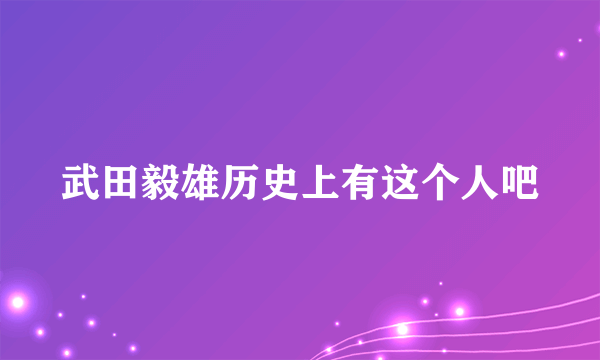 武田毅雄历史上有这个人吧