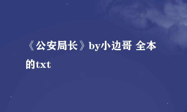 《公安局长》by小边哥 全本的txt