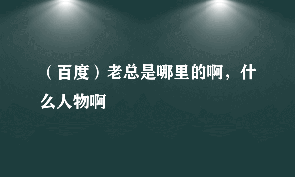 （百度）老总是哪里的啊，什么人物啊