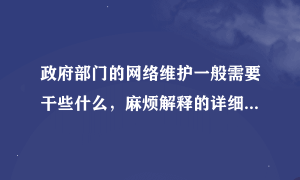 政府部门的网络维护一般需要干些什么，麻烦解释的详细一点 谢谢